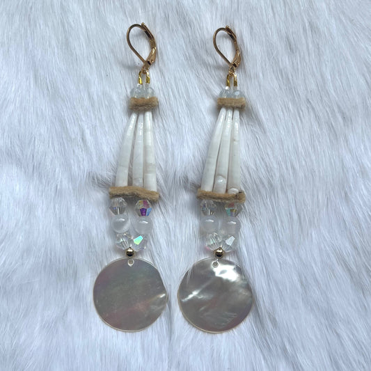 White Dentalium Shell Earrings
