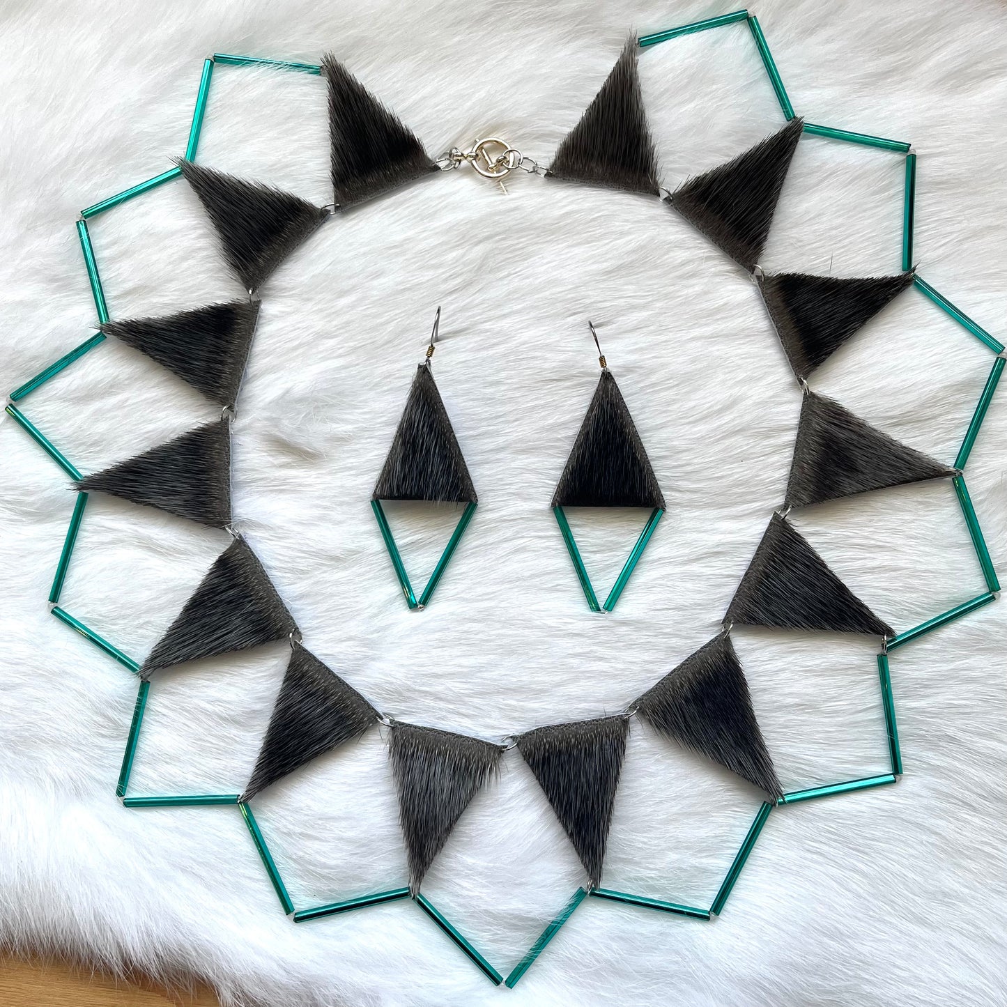 Seal Skin Earrings and Necklace Set