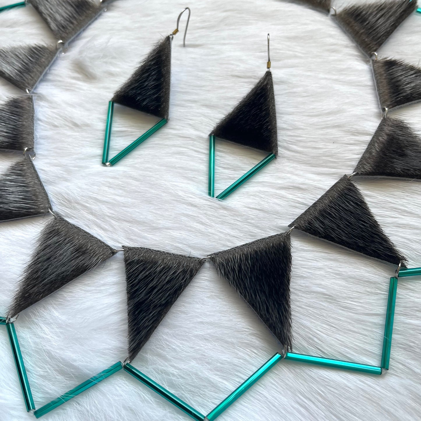 Seal Skin Earrings and Necklace Set