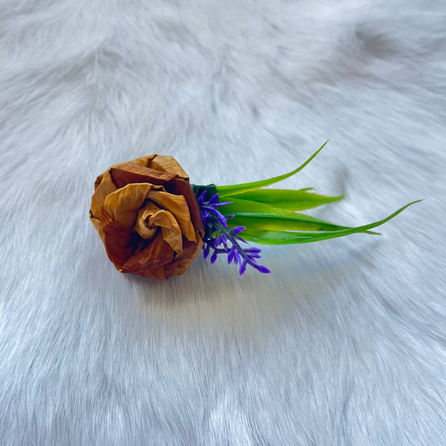 Cedar Rose Pin With Grass And Lavender