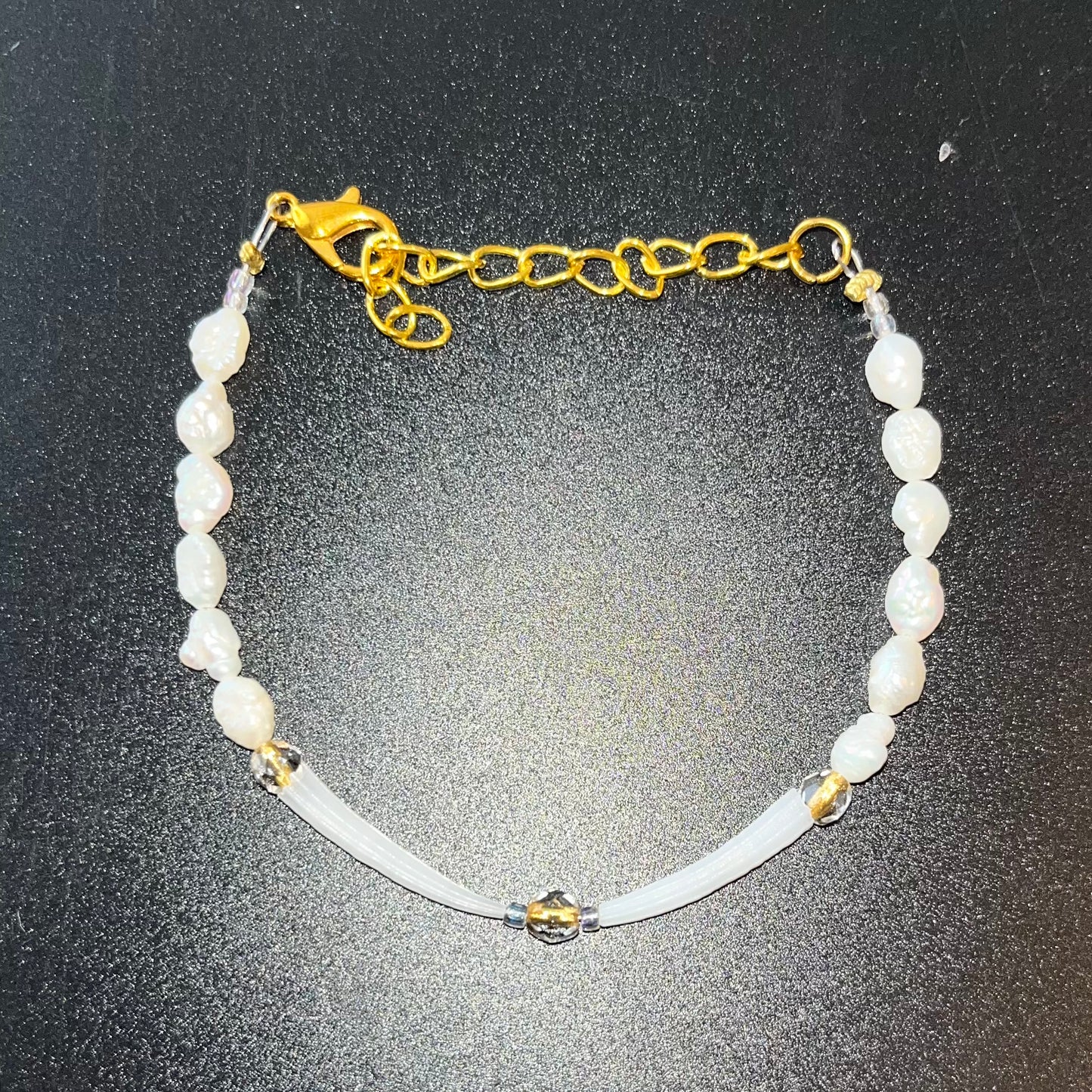 Crystal & Fresh Water Pearl Dentalium Bracelets