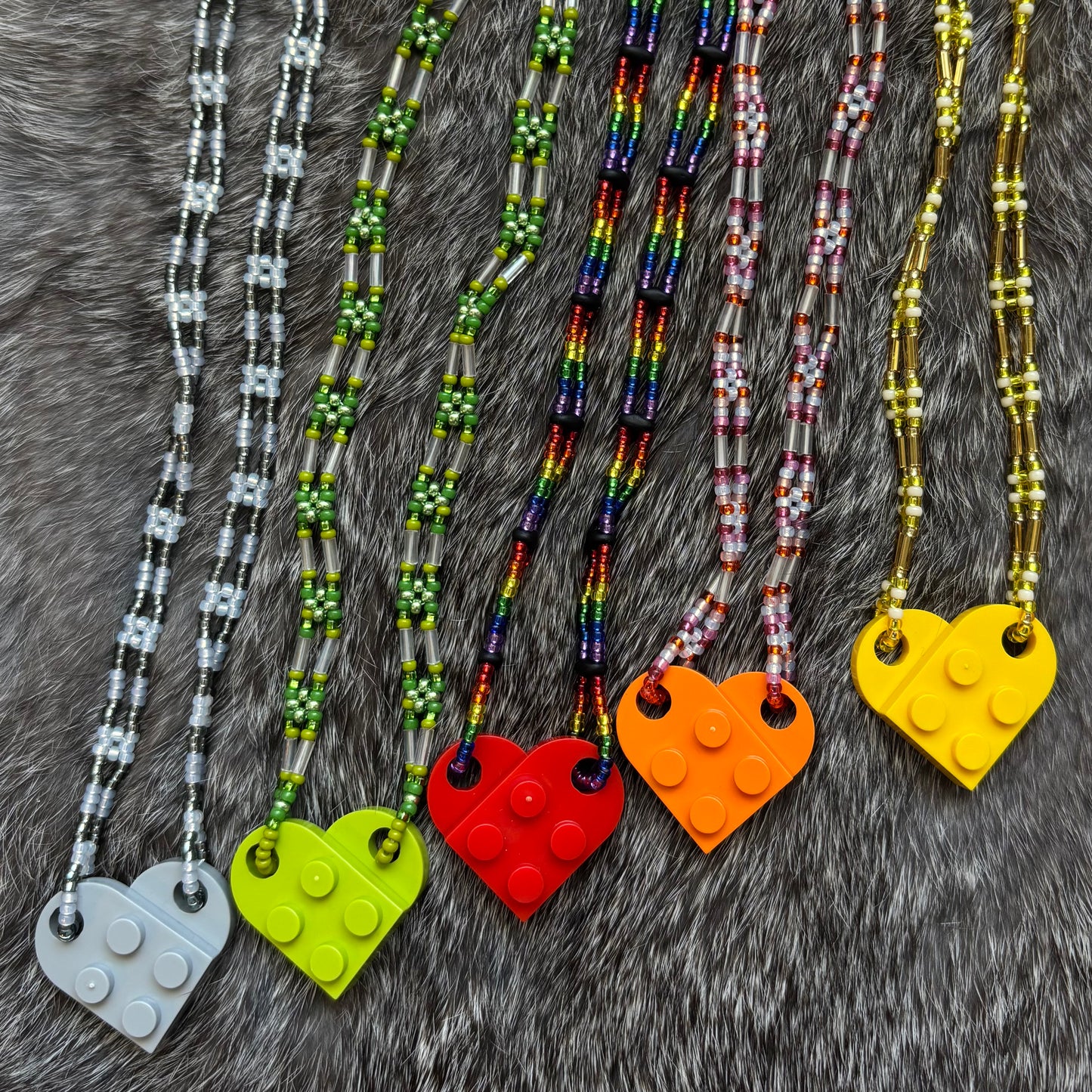 Lego Heart Beaded Necklaces