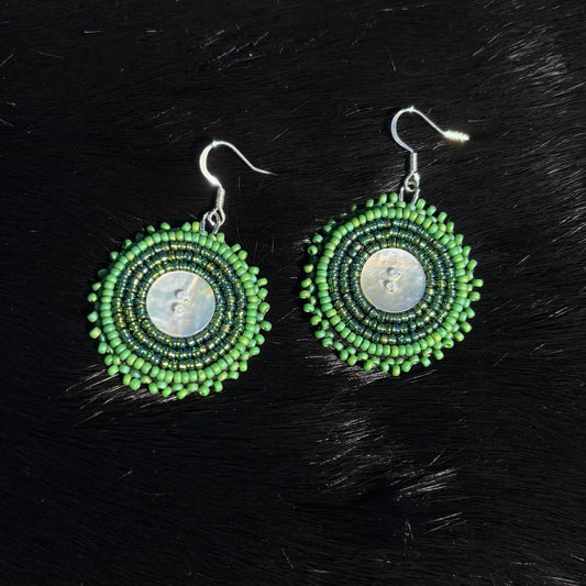 Circle Abalone Button Earrings
