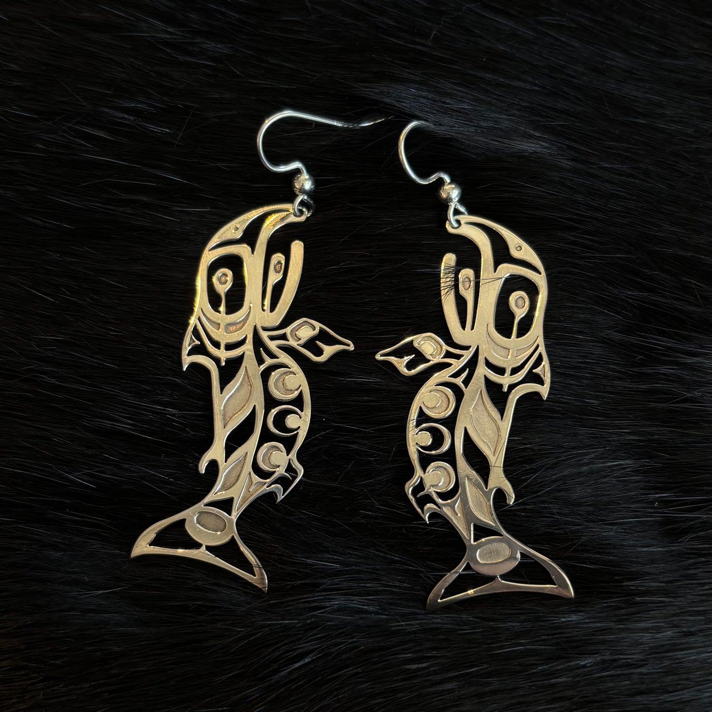 Salmon Silver Dangle Earrings - Gina Mae Schubert