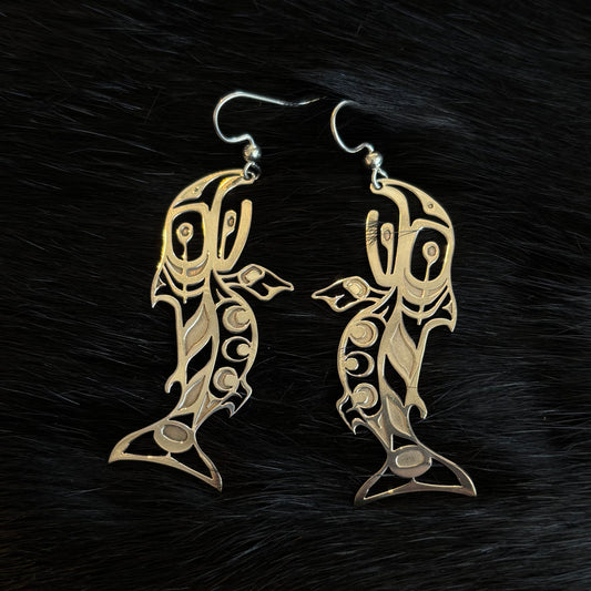 Salmon Silver Dangle Earrings - Gina Mae Schubert