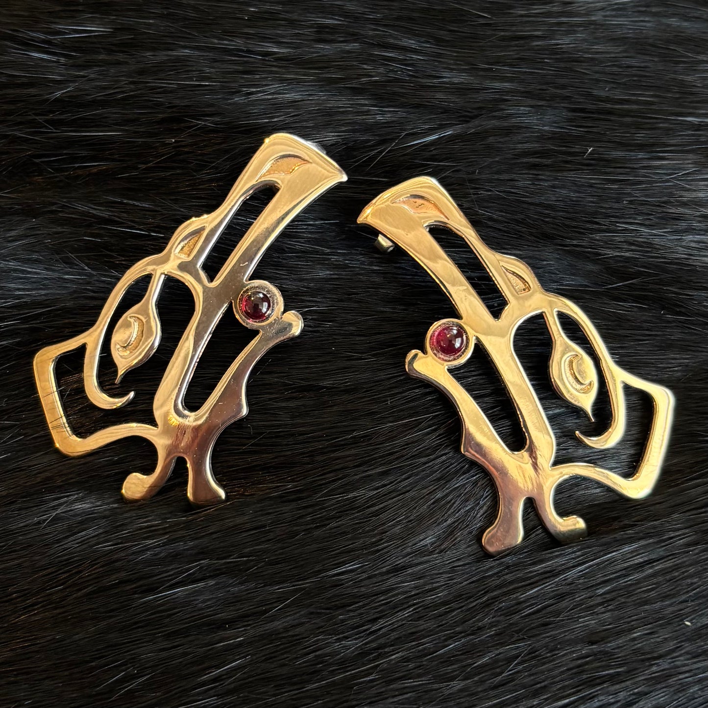 "Eagle" Silver Earrings with Red Garnet- Gina Mae Schubert