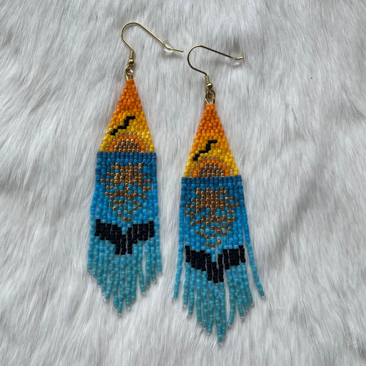 Sunset Whale Tail Fringe Earrings