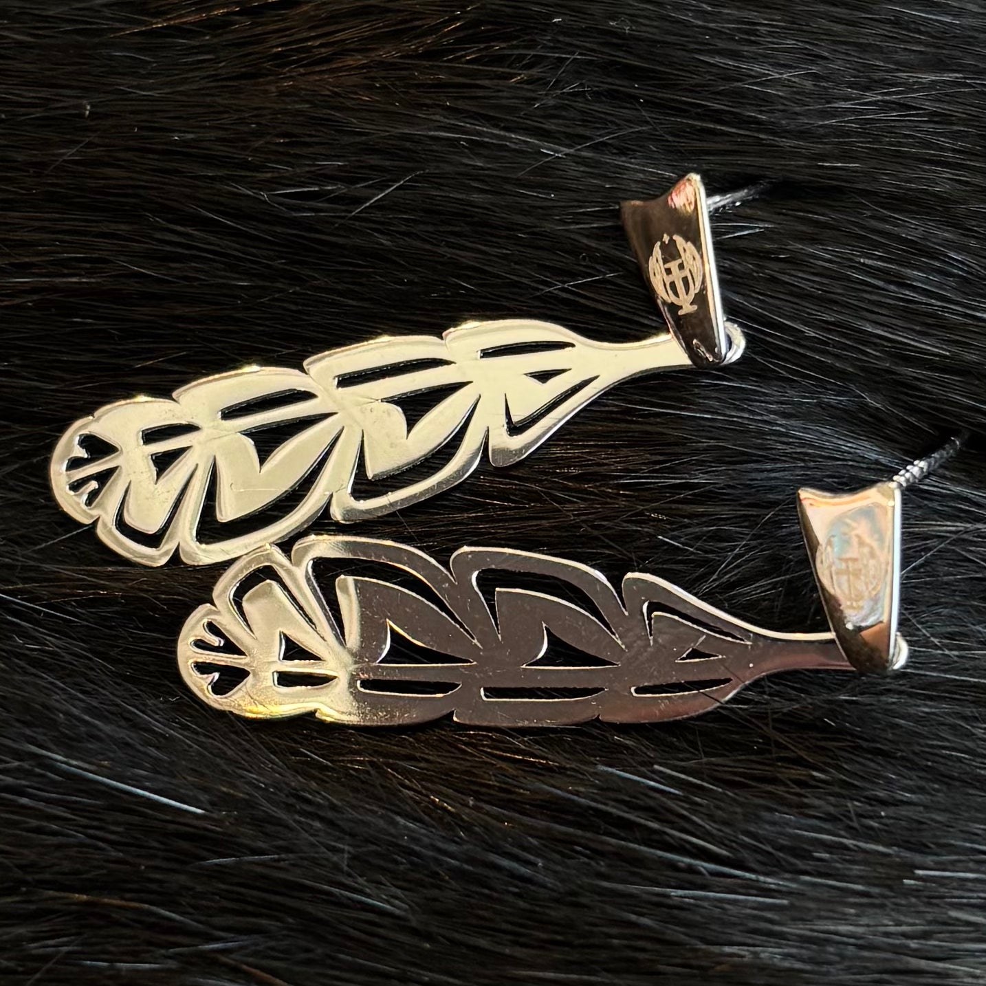 "Manifesto Feather" Small Silver Dangle Earrings - Gina Mae Schubert
