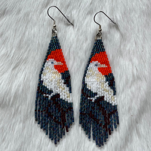 Albino Raven Fringe Earrings