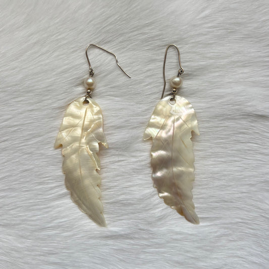 Mother of Pearl Feather Earrings