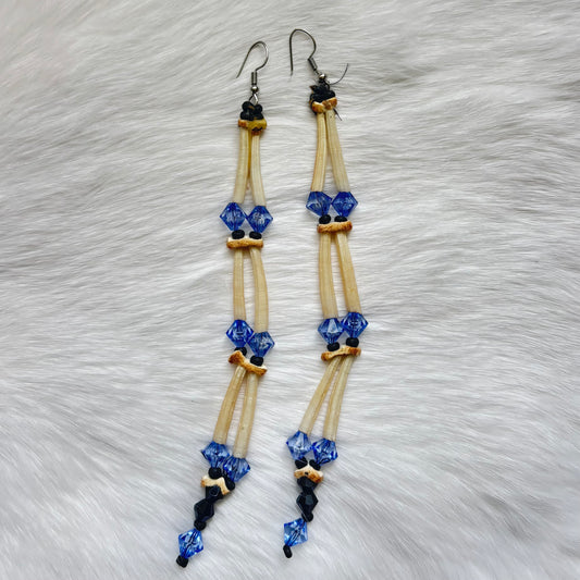 Purple Bead Dentalium Shell Earrings