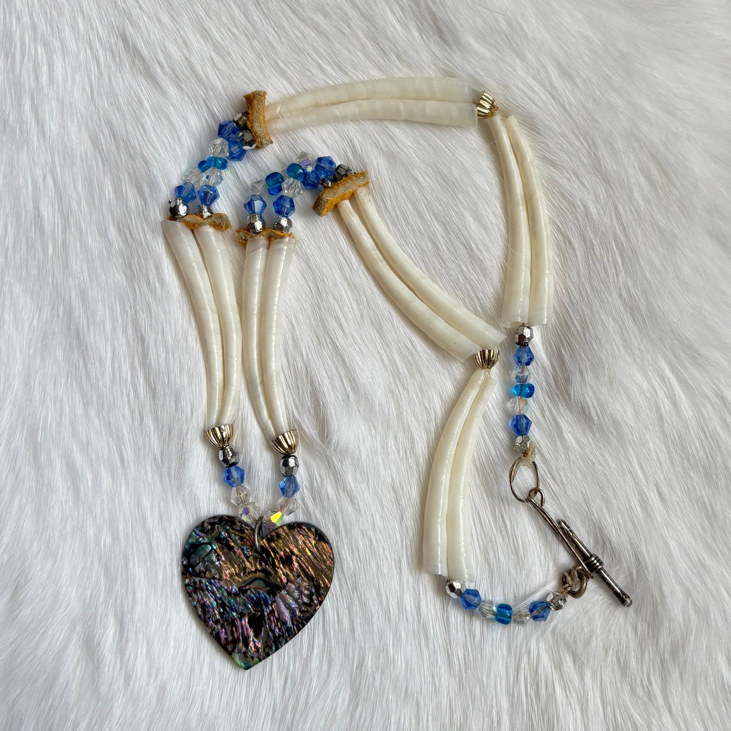 Abalone Heart Necklace with Dentalium Shell