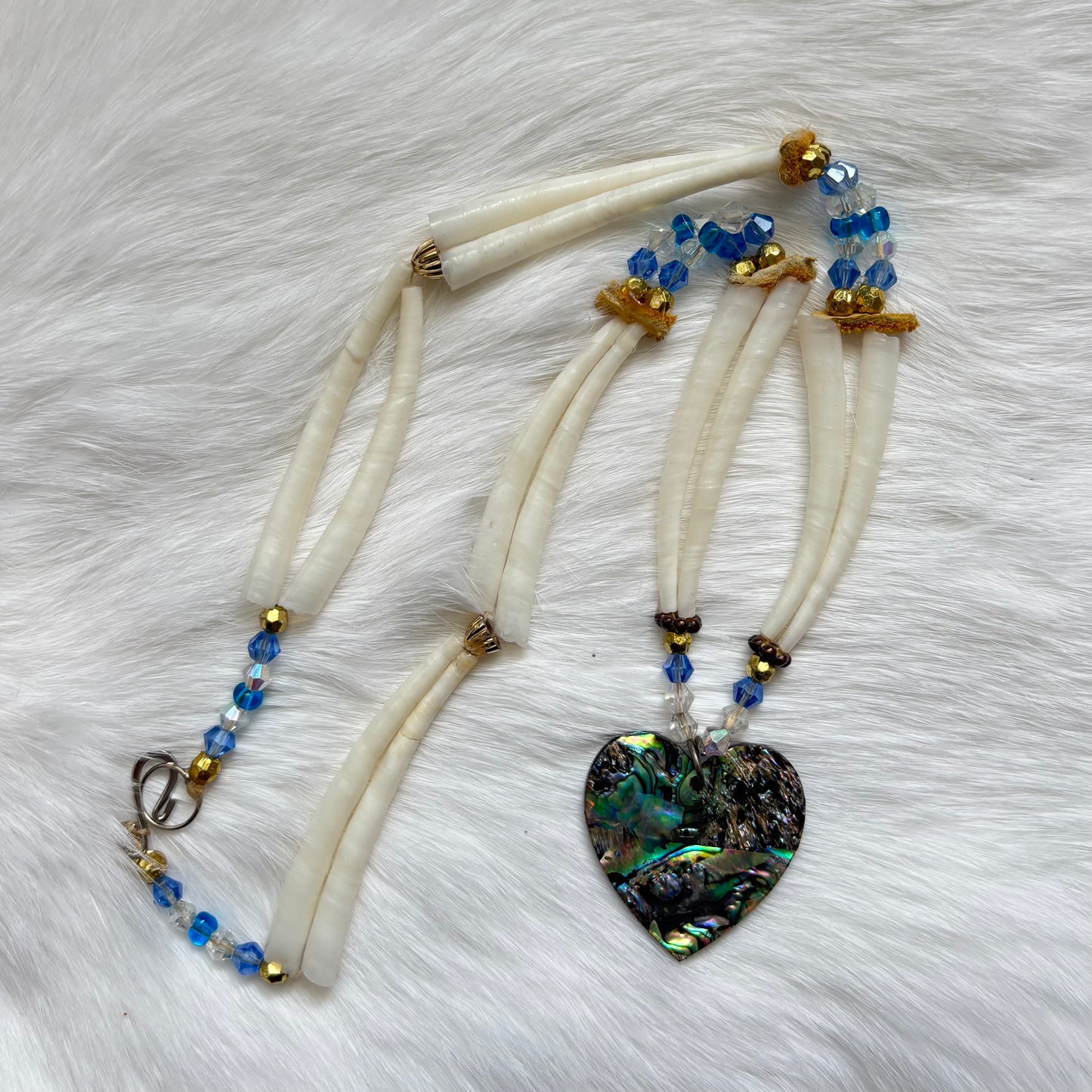 Abalone Heart Necklace with Dentalium Shell
