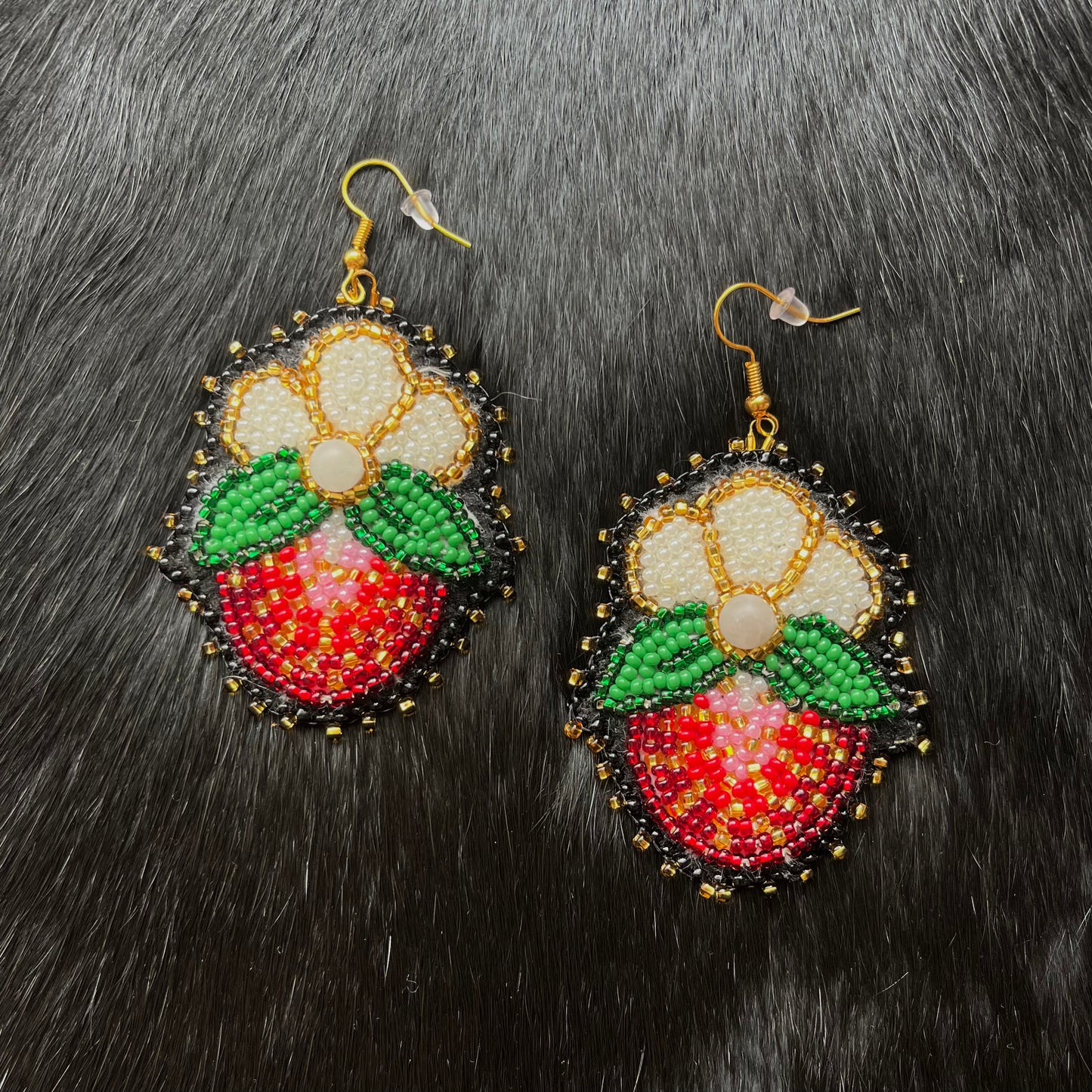 Large Strawberry Floral Earrings- Assorted
