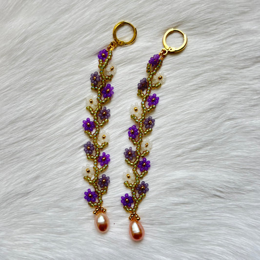 Purple and Pink with Fresh Water Pearls Daisy Chain