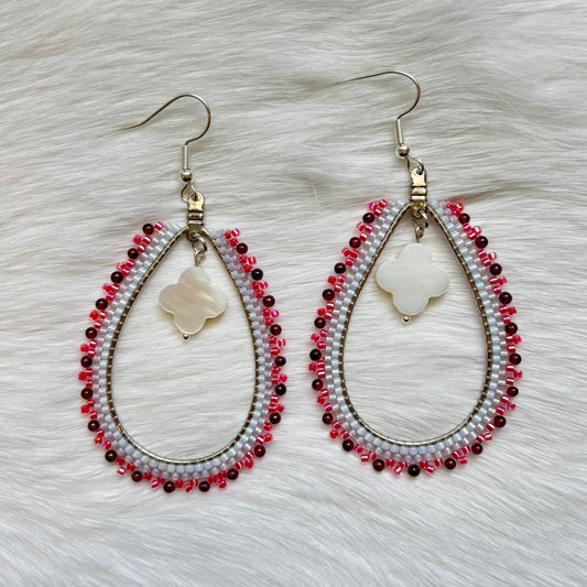 Pink and Blue Beaded Hoops