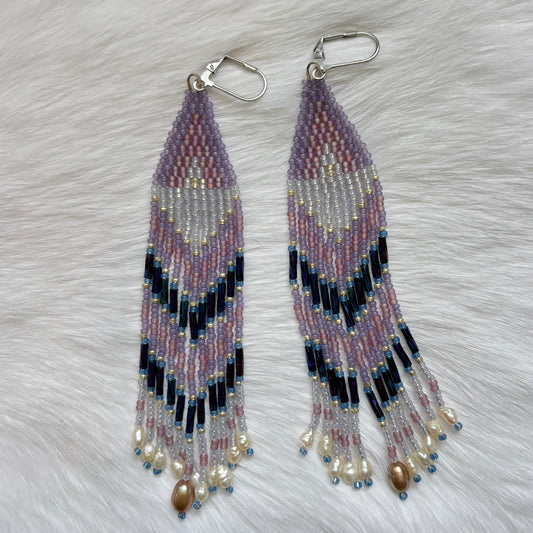 Purple Fringe Earrings