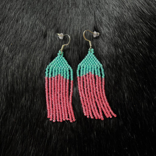 Teal and Red Earrings