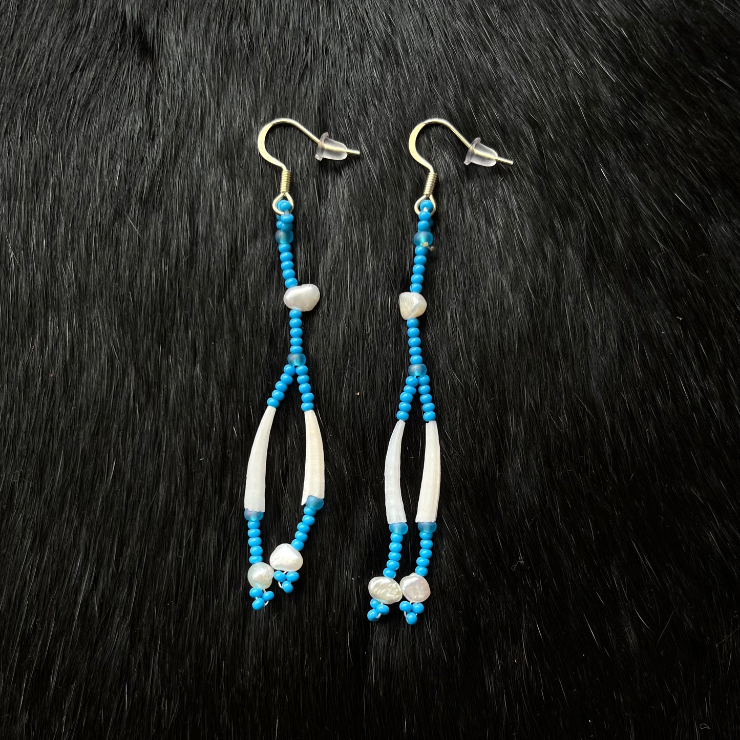 Blue Dentalium Earrings