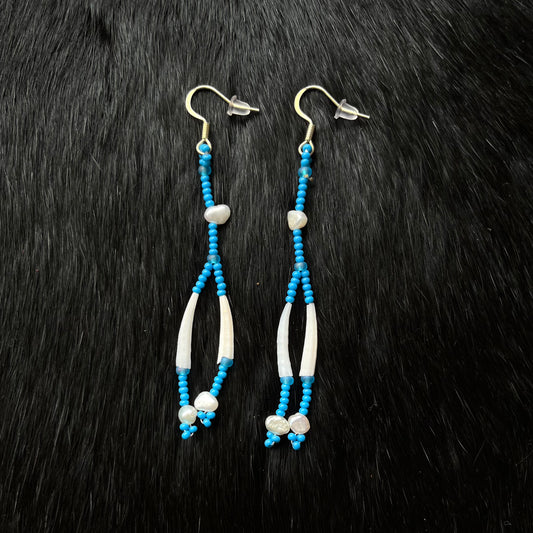 Blue Dentalium Earrings
