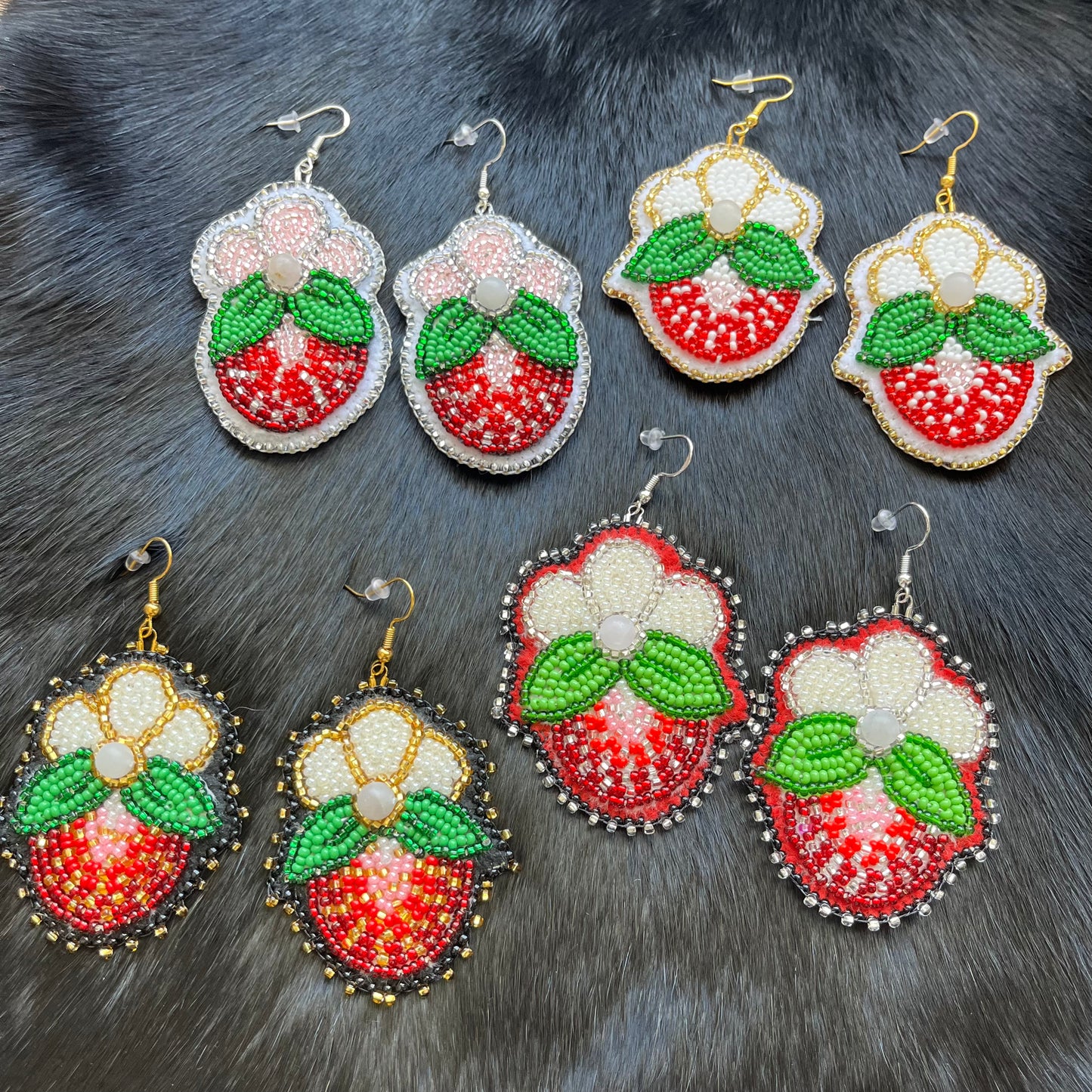 Large Strawberry Floral Earrings- Assorted