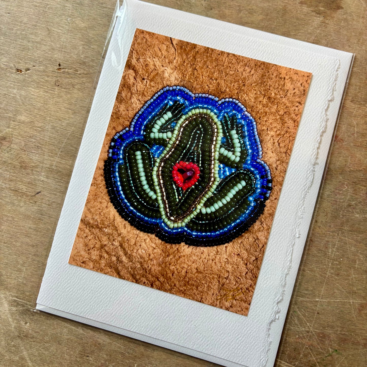 Metis Beaded Frog Photographic Greeting Card