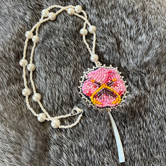 Pansy Necklace with Dentalium