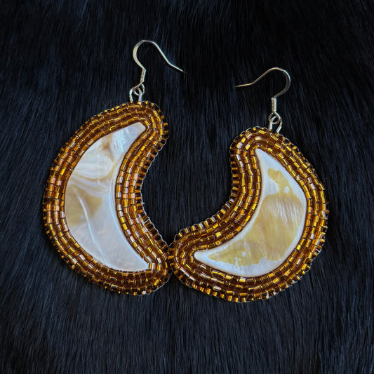 Mother of Pearl Crescent Moon Earrings