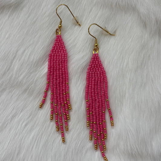 Pink Fringe Earrings