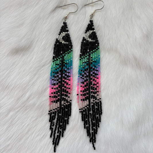 Aurora Borealis Long Beaded Earrings