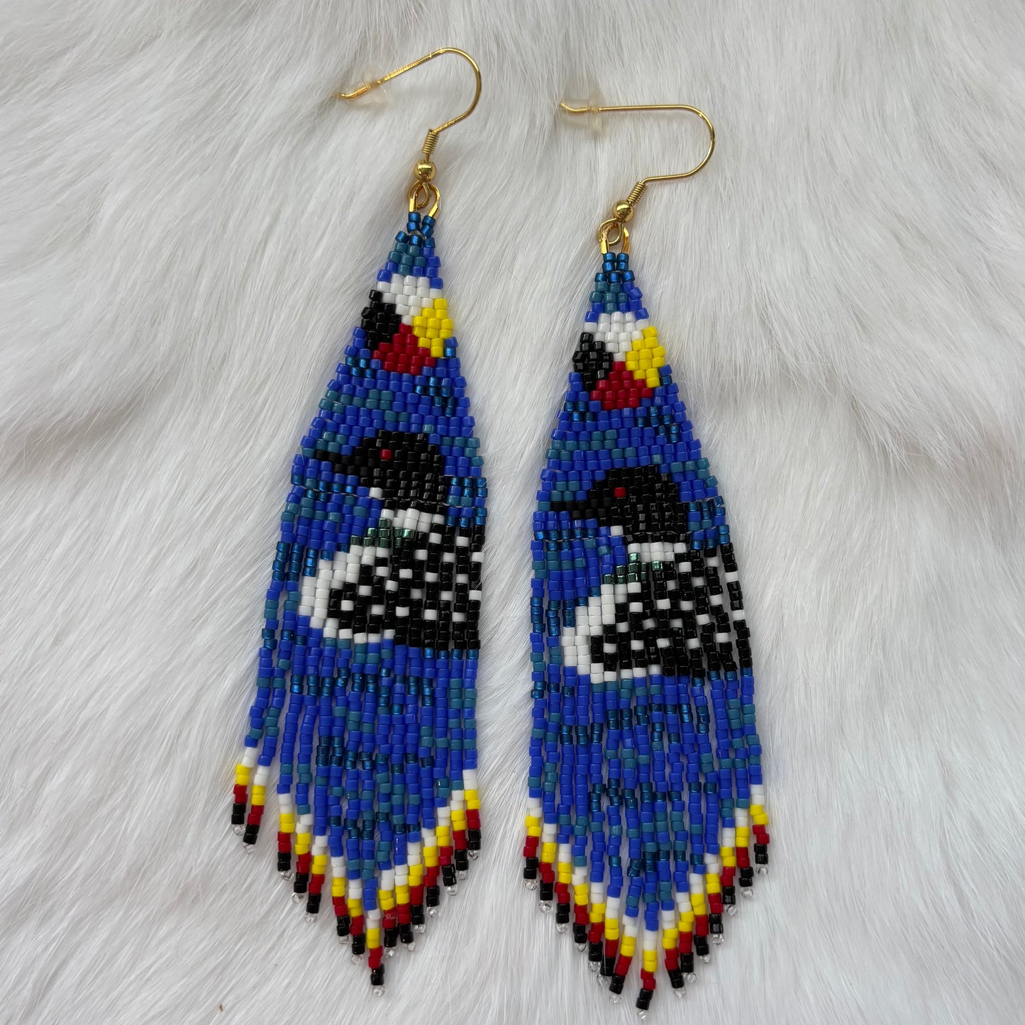 Beaded Loon and Medicine Wheel Earrings