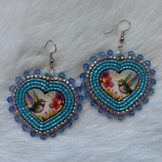 Hummingbird Flat Stitch Earrings