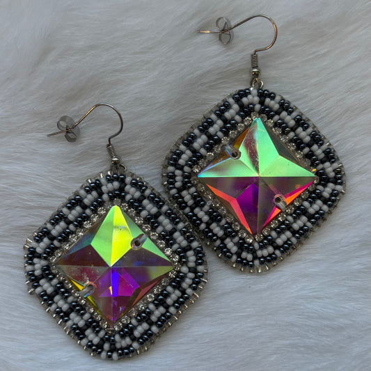 Iridescent Flat Stitch Earrings