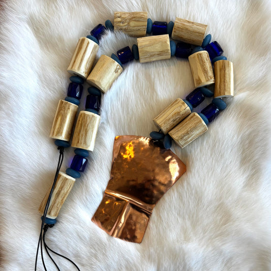 Copper Shield & Devil's Club Large Necklace