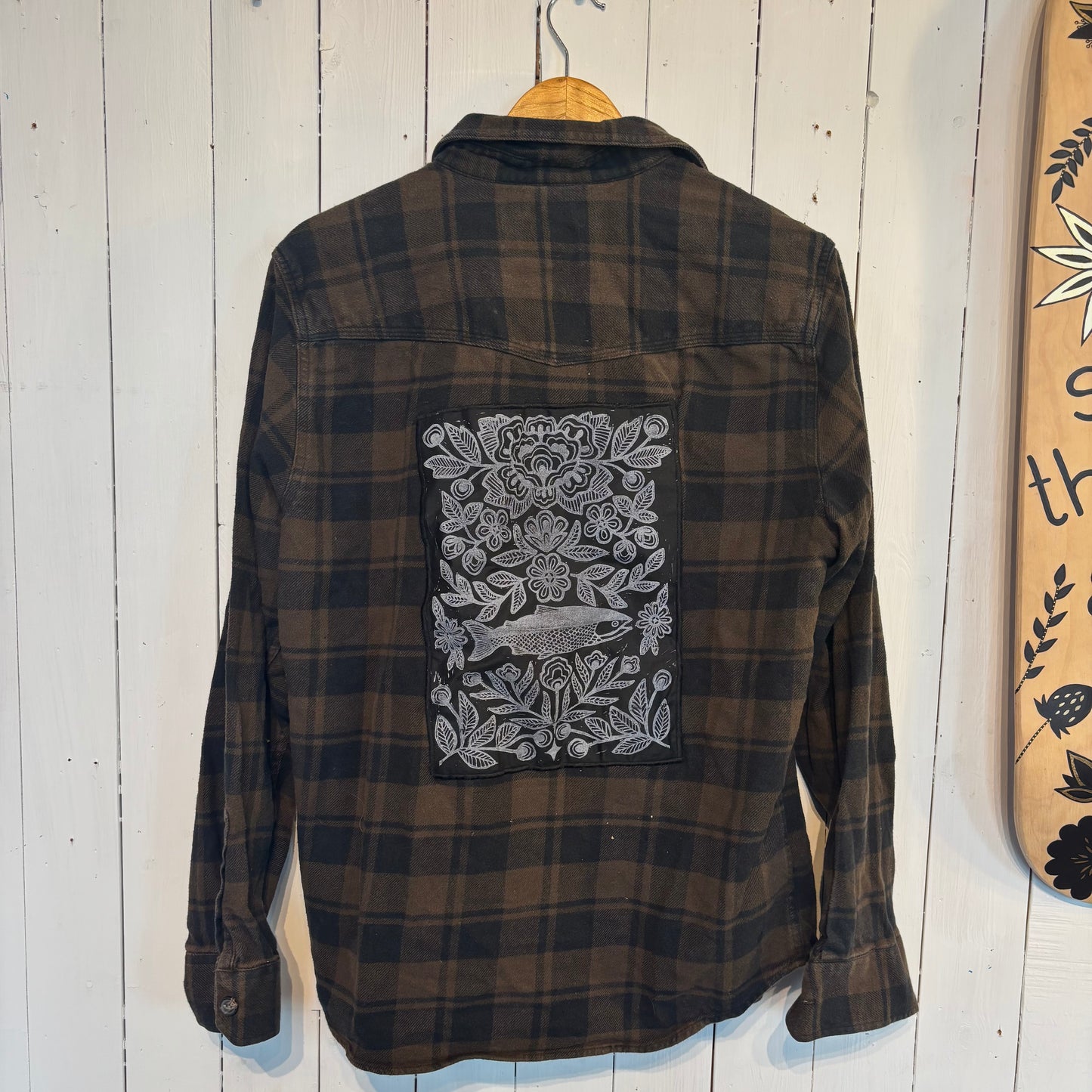 Métis Salmon Printed Button Up Jackets - Plaid Size Medium