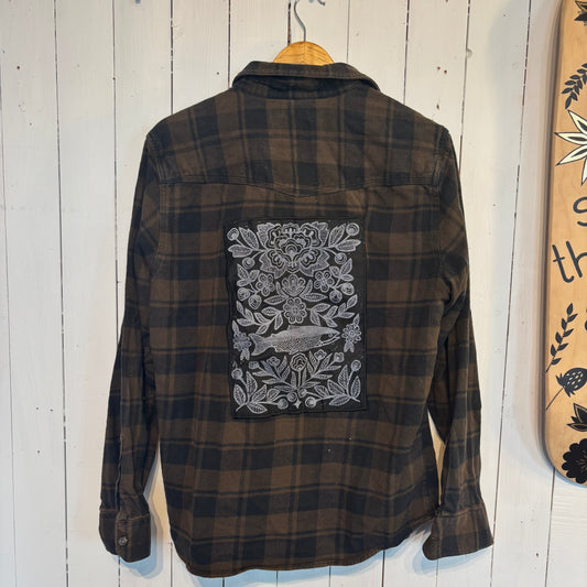 Métis Salmon Printed Button Up Jackets - Plaid Size Medium