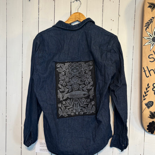 Métis Salmon Printed Button Up Jackets - Denim Size Medium