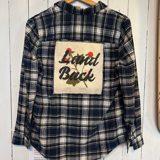 'Land Back' Button Up Jacket - Plaid Size Small
