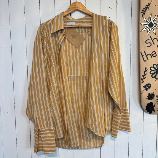 Métis Salmon Printed Button Up Shirt - Striped Size Med/Large