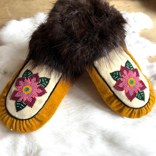 Pink Floral Moccasins - Size 9