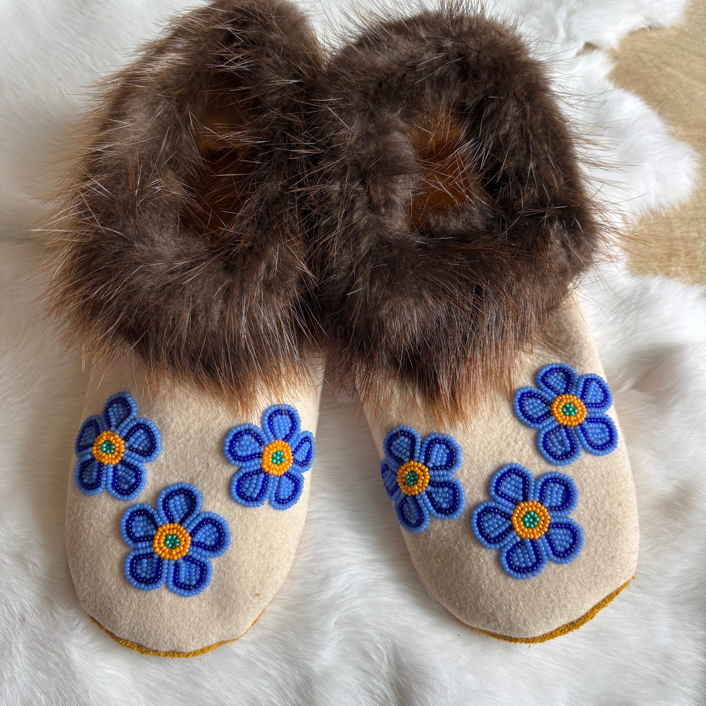 Blue Floral Moccasins - Size 8