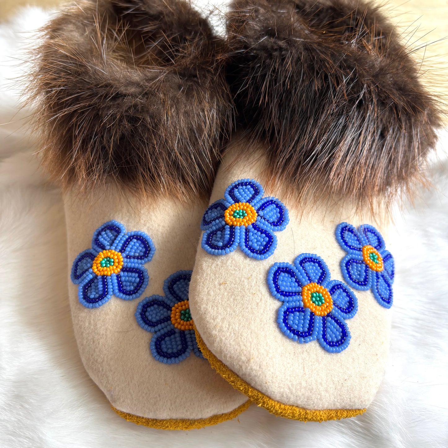 Blue Floral Moccasins - Size 8