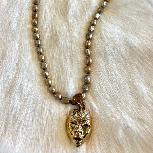 Bronze "Seer" Necklace with Freshwater Pearls - Gina Mae Schubert