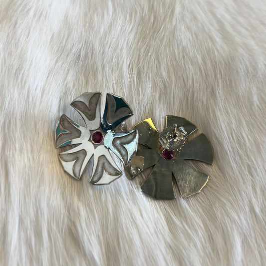 "Haida Flower" Silver Stud Earrings - Gina Mae Schubert