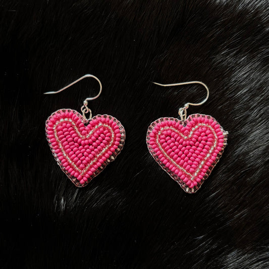 Pink Heart Earrings