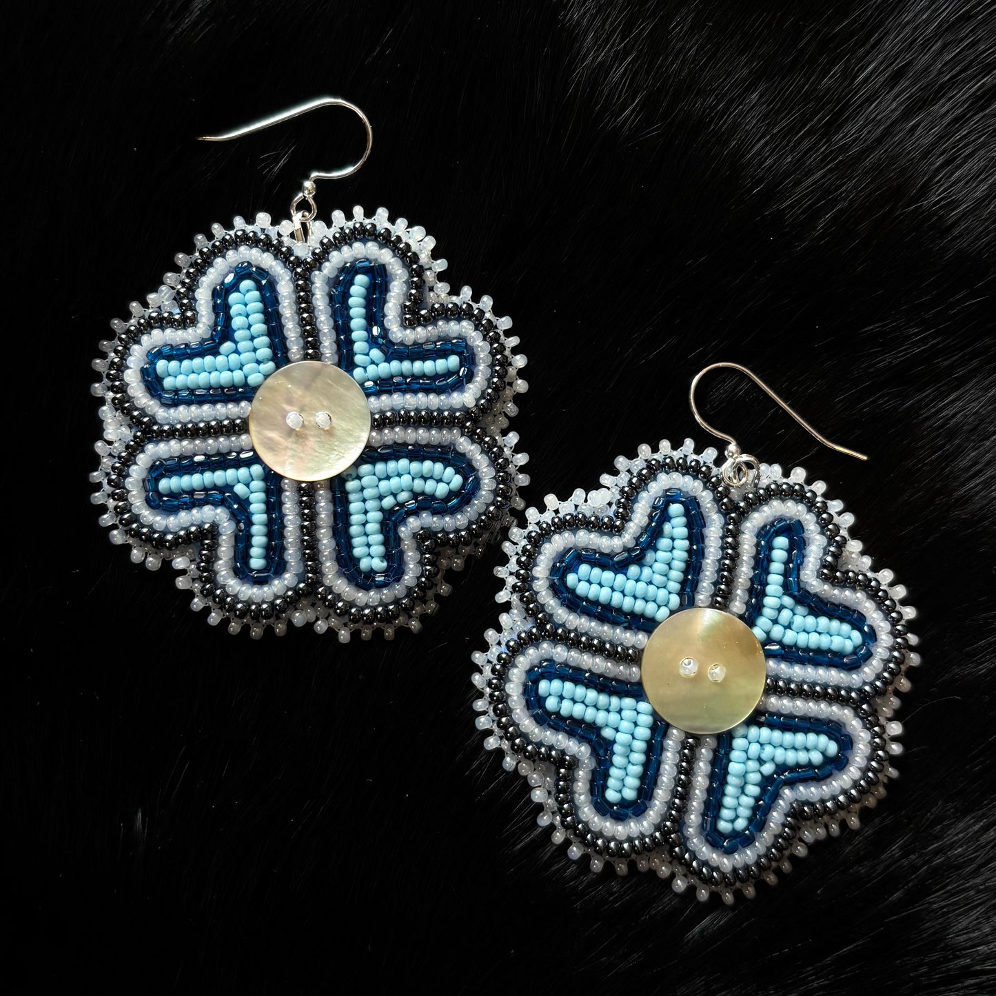 Abalone Button Flower Earrings
