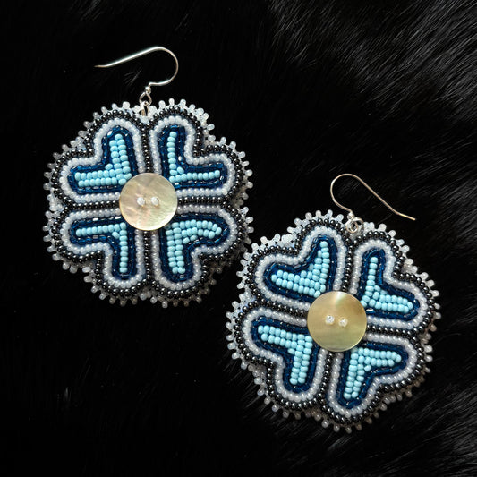 Abalone Button Flower Earrings