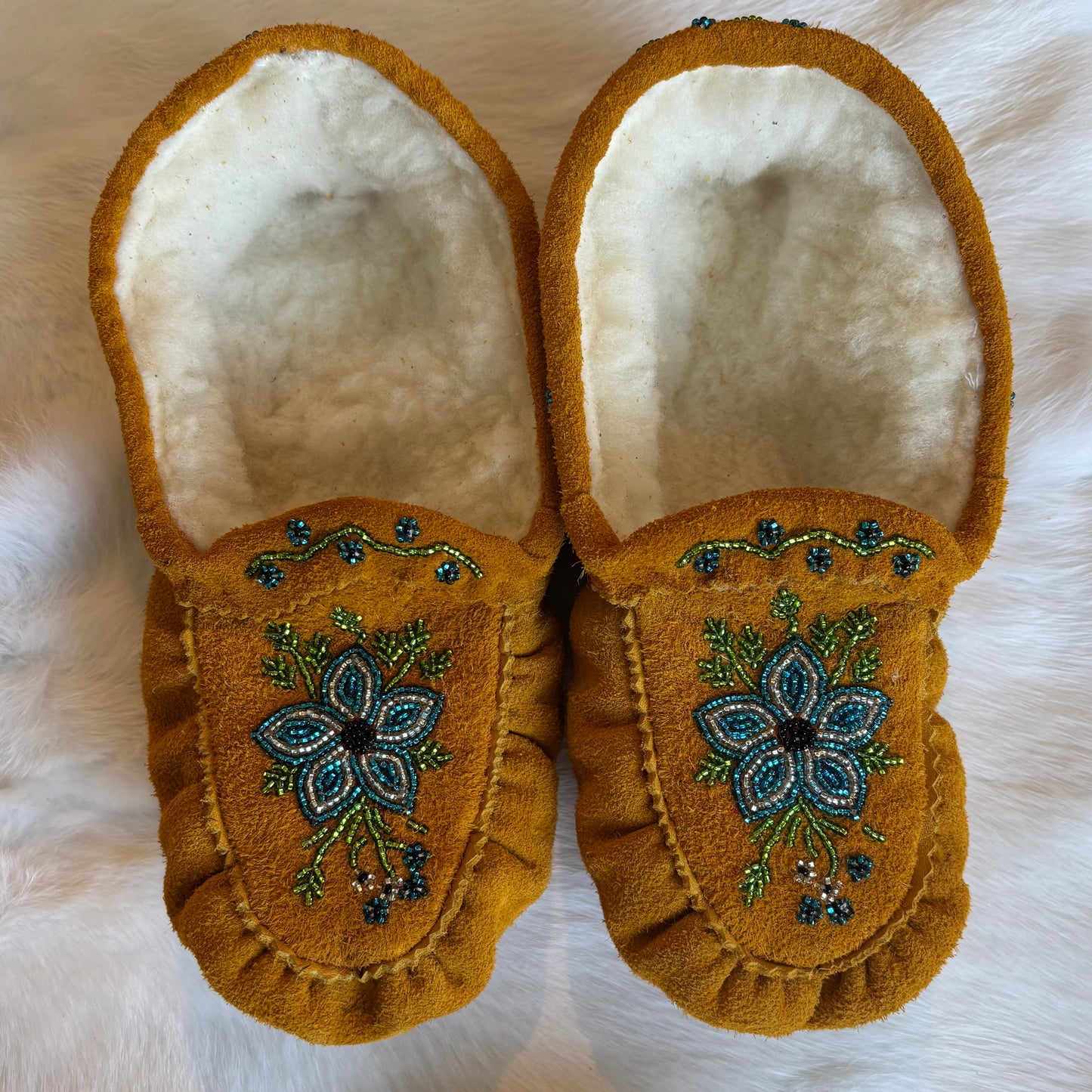 Blue and Silver Floral Moccasins - Size 8.5