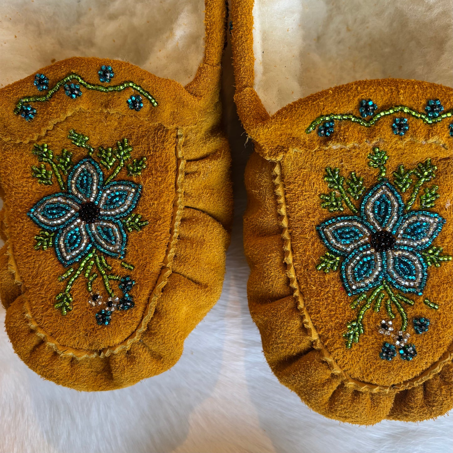 Blue and Silver Floral Moccasins - Size 8.5