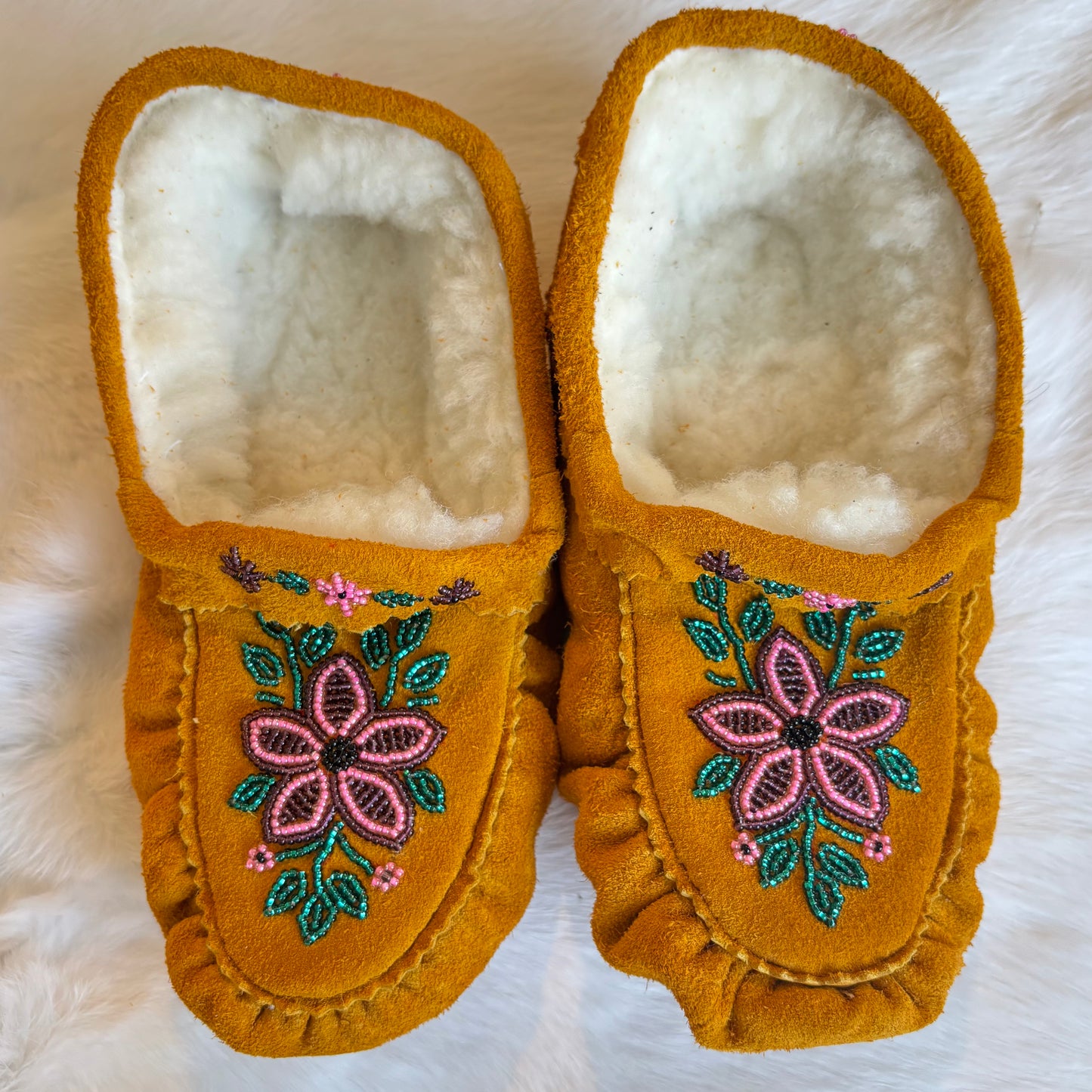Purple and Pink Floral Moccasins - Size 7
